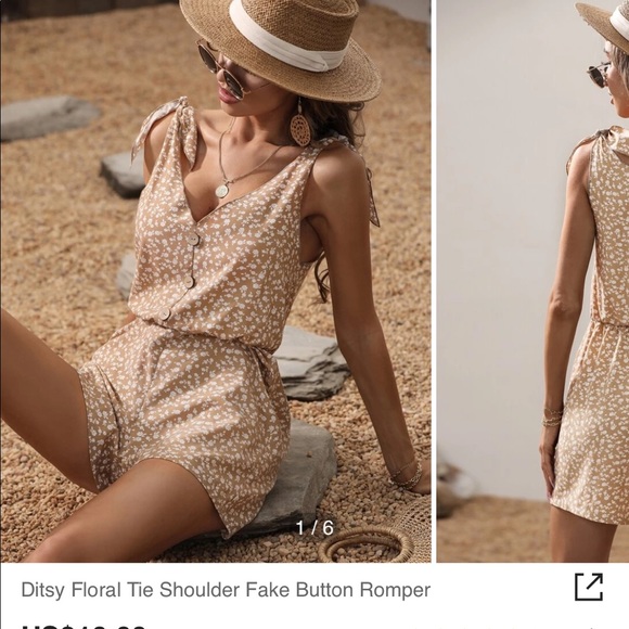 Ditsy Floral Tie Shoulder Romper. Never worn in original package from SHEIN